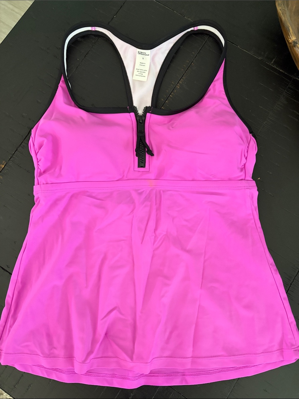 Sports Illustrated Swim Pink Racerback Zip-Front  Top. Small stain on front .